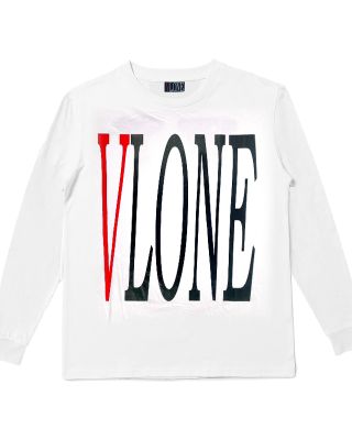 VLONE 'LOGO' L/S TEE WHITE (BLACK/RED)