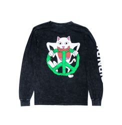 RIPNDIP 'PEACE NO LOVE' LONG SLEEVE (BLACK MINERAL WASH)