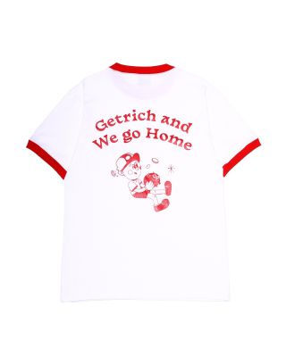GET RICH AND WE GO HOME RINGER TEE - RED