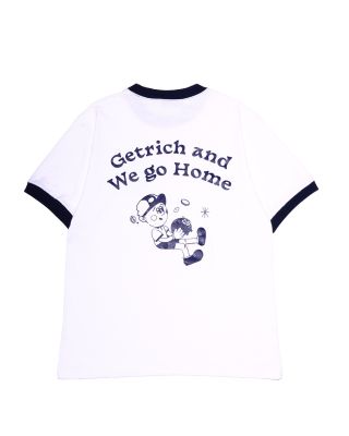 GET RICH AND WE GO HOME RINGER TEE - NAVY