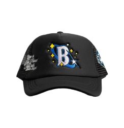 BLUE PLANET ' TRIPPY B '  TRUCKER HAT / BLACK