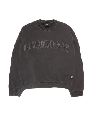 GETRICHEASY ' Appliqué LOGO DAMAGE '  SWEATER / FADED BLACK