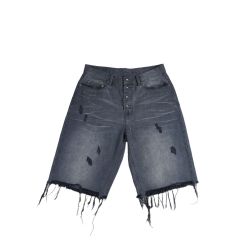 FUXURY ASHEN DENIM RAW HEM SHORTS