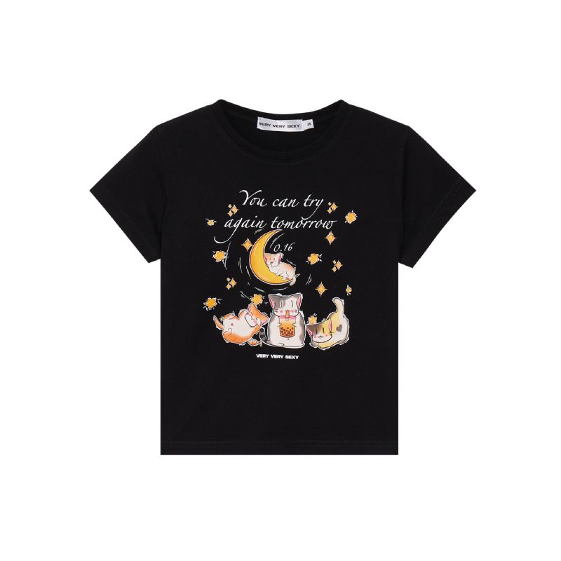 VERY VERY SEXY  YOU CAN TRY AGAIN TMR  BABY TEE / BLACK