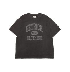 GETRICHEASY  ' LABEL LOGO BOXY FIT ' TEE / FADED BLACK