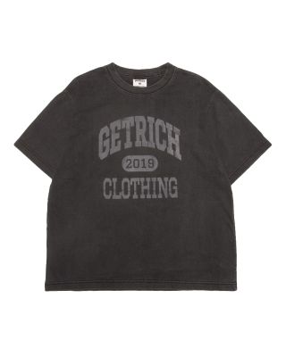 GETRICHEASY  ' LABEL LOGO BOXY FIT ' TEE / FADED BLACK