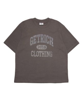 GETRICHEASY  ' LABEL LOGO BOXY FIT ' TEE / FADED GREY