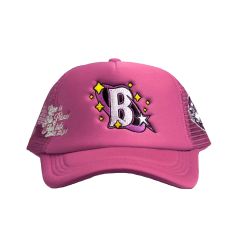 BLUE PLANET ' TRIPPY B ' TRUCKER HAT / PINK