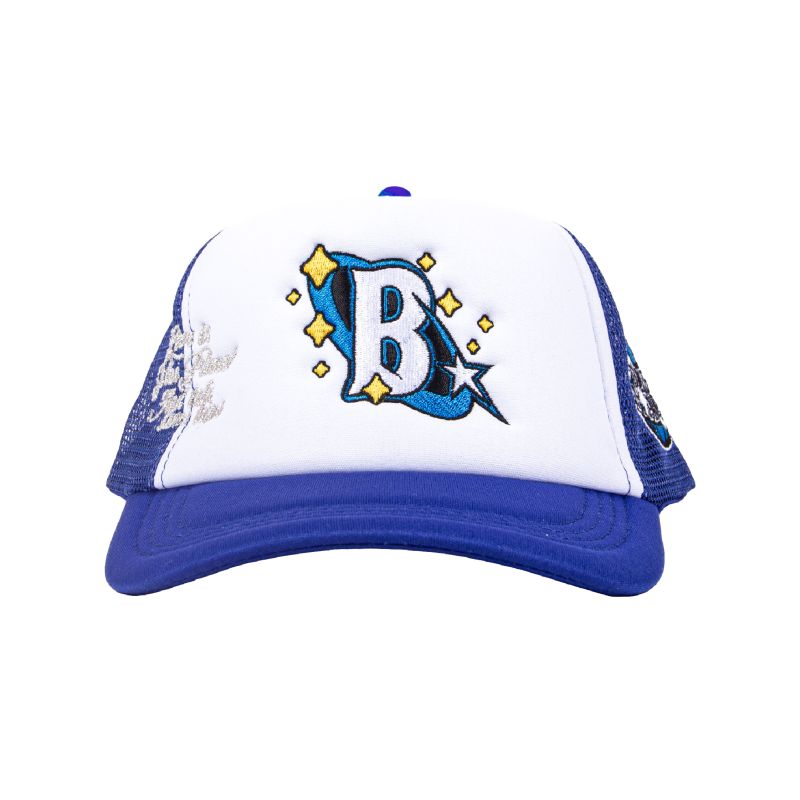 BLUE PLANET  TRIPPY B  TRUCKER HAT / BLUE - WHITE