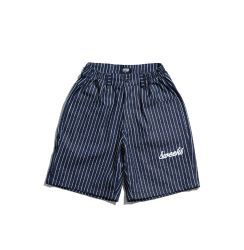 SWEEKS SCRIPT LOGO DENIM SHORTS / STRIPE JEANS