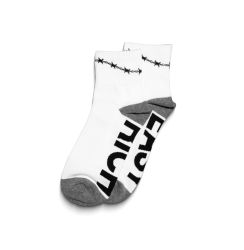 GETRICHEASY - BARBED WIRE LOGO SOCKS / WHITE-BLACK
