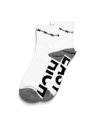 GETRICHEASY - BARBED WIRE LOGO SOCKS / WHITE-BLACK