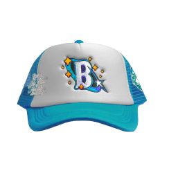 BLUE PLANET ' TRIPPY B ' TRUCKER HAT / BABY BLUE / WHITE