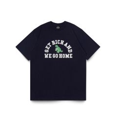 GETRICH AND WE GO HOME - DINOSAUR TEE / NAVY