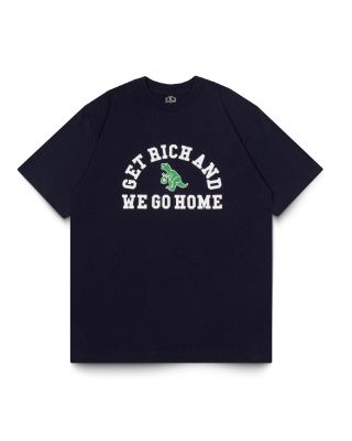 GETRICH AND WE GO HOME - DINOSAUR TEE / NAVY