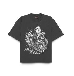 HEAVEN TOWN BOY - FALLEN ANGEL FADED BOXY T-SHIRT / FADED BLACK